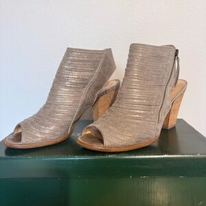 Paul Green Cayanne metallic Gray Peep Toe High Heels Booties Smoke Leather